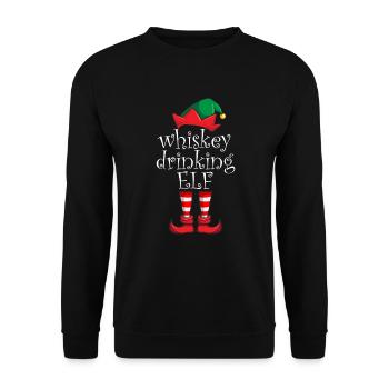 Whisky trinken Elf Familie WeihnachtspyjamaWhisky - Unisex Pullover - Schwarz - Vorne - Alina (178cm) & Michal (187cm)