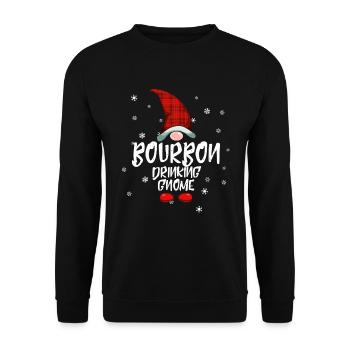 Bourbon trinken Gnome Familie Weihnachtspyjama - Unisex Pullover - Schwarz - Vorne - Alina (178cm) & Michal (187cm)