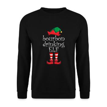 Bourbon trinken Elf Family WeihnachtspyjamaBourbon - Unisex Pullover - Schwarz - Vorne - Alina (178cm) & Michal (187cm)