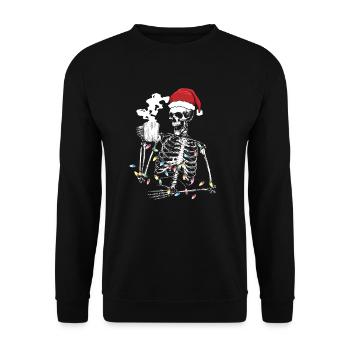 Weihnachtsskelett trinken Kaffee - Unisex Pullover - Schwarz - Vorne - Alina (178cm) & Michal (187cm)