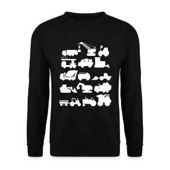 Bauwesen Jungen Bauweite LKWs - Unisex Pullover - Schwarz - Vorne - Alina (178cm) & Michal (187cm)