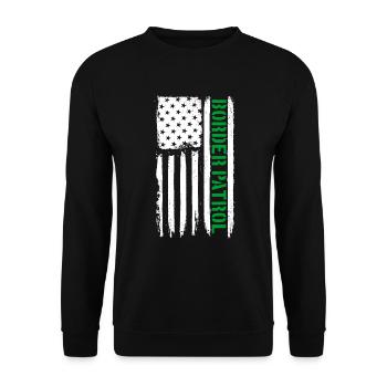 Border Patrol American Flagge d�nne gr�ne Linie - Unisex Pullover - Schwarz - Vorne - Alina (178cm) & Michal (187cm)