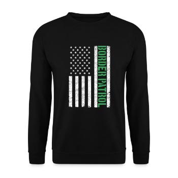 Border Patrol American Flagge d�nne gr�ne Linie - Unisex Pullover - Schwarz - Vorne - Alina (178cm) & Michal (187cm)