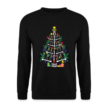 Skelett Weihnachtsbaumsch�del gruselig Weihnachten - Unisex Pullover - Schwarz - Vorne - Alina (178cm) & Michal (187cm)