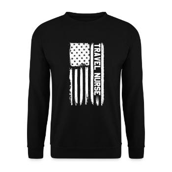 Reisekrankenschwester amerikanische Flagge patriot - Unisex Pullover - Schwarz - Vorne - Alina (178cm) & Michal (187cm)