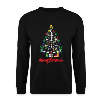 Skelett Weihnachtsbaumsch�del gruselig Weihnachten - Unisex Pullover - Schwarz - Vorne - Alina (178cm) & Michal (187cm)