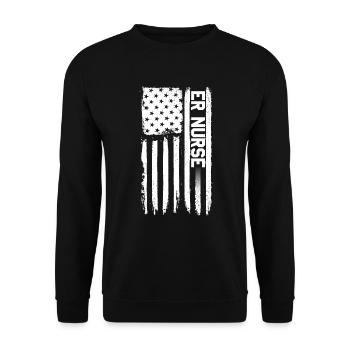 Er Krankenschwester amerikanische Flagge patriotis - Unisex Pullover - Schwarz - Vorne - Alina (178cm) & Michal (187cm)