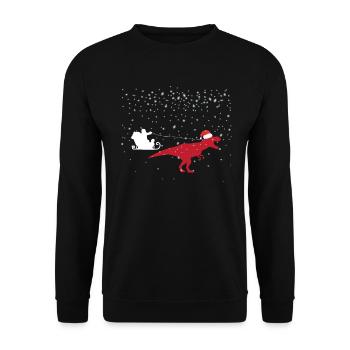 T-Rex Weihnachten Schlitten Weihnachten Tyrannosau - Unisex Pullover - Schwarz - Vorne - Alina (178cm) & Michal (187cm)