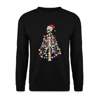 Skelett Weihnachtsbaumsch�del gruselig Weihnachten - Unisex Pullover - Schwarz - Vorne - Alina (178cm) & Michal (187cm)