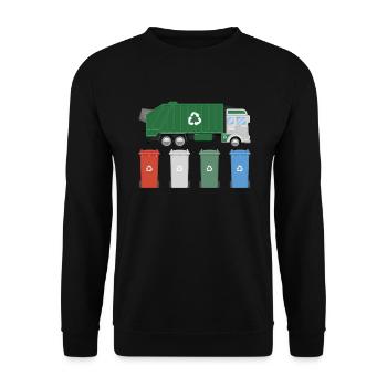 M�llwagen recyceln M�lleimer M�llday -LKWsM�llbeh� - Unisex Pullover - Schwarz - Vorne - Alina (178cm) & Michal (187cm)