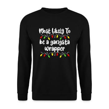 H�chstwahrscheinlich ein Gangsta -Wrapper -Weihnac - Unisex Pullover - Schwarz - Vorne - Alina (178cm) & Michal (187cm)
