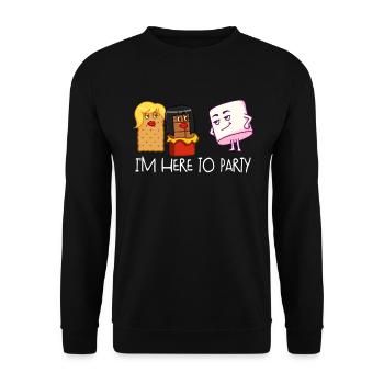 Je suis ici pour commencer S’mores Marshmallow Camping - Sweat-shirt Unisexe - noir - Devant - Alina (178cm) & Michal (187cm)