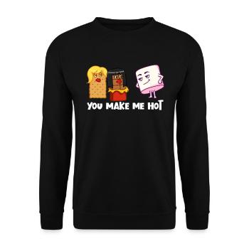Tu me fais chaud S’mores Marshmallow Camping Sm - Sweat-shirt Unisexe - noir - Devant - Alina (178cm) & Michal (187cm)