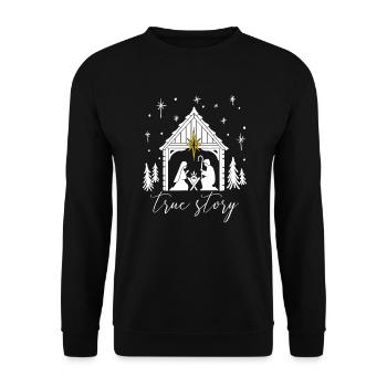 Wahre Geschichte Krippe Szene Jesus B-Day wahre wa - Unisex Pullover - Schwarz - Vorne - Alina (178cm) & Michal (187cm)