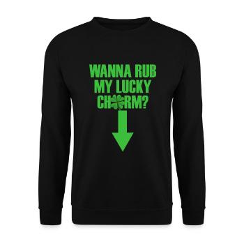 Willst du meinen gl�cklichen Charme M�nner St. Pat - Unisex Pullover - Schwarz - Vorne - Alina (178cm) & Michal (187cm)