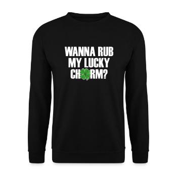Willst du meinen gl�cklichen Charme M�nner St. Pat - Unisex Pullover - Schwarz - Vorne - Alina (178cm) & Michal (187cm)