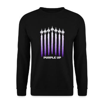 Purple Up Fighter Jet Contrails Milit�rkinder - Unisex Pullover - Schwarz - Vorne - Alina (178cm) & Michal (187cm)