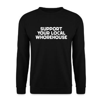 Unterst�tzen Sie Ihr lokales Horehouse - Unisex Pullover - Schwarz - Vorne - Alina (178cm) & Michal (187cm)