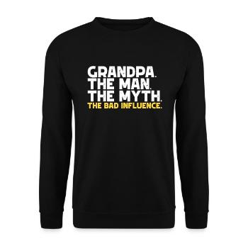 Opa der Mann der Mythos der schlechte Einfluss - Unisex Pullover - Schwarz - Vorne - Alina (178cm) & Michal (187cm)