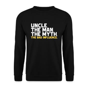 Onkel der Mann der Mythos der schlechte Einfluss - Unisex Pullover - Schwarz - Vorne - Alina (178cm) & Michal (187cm)