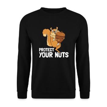�tzen Sie Ihre N�sse Deez Nuts Herren lustige E - Unisex Pullover - Schwarz - Vorne - Alina (178cm) & Michal (187cm)