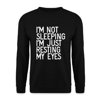 Ich schlafe nicht, ich ruhe nur meine Augen aus - Unisex Pullover - Schwarz - Vorne - Alina (178cm) & Michal (187cm)