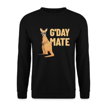 G'day Mate Kangaroo Aussie Australia Roo Gday Kump - Unisex Pullover - Schwarz - Vorne - Alina (178cm) & Michal (187cm)