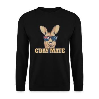 G'day Mate Kangaroo Aussie Australia Roo Gday Kump - Unisex Pullover - Schwarz - Vorne - Alina (178cm) & Michal (187cm)