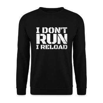 Ich renne nicht, ich lade die 2. �nderung von Waff - Unisex Pullover - Schwarz - Vorne - Alina (178cm) & Michal (187cm)