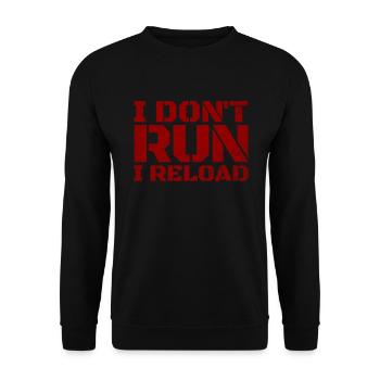 Ich renne nicht, ich lade die 2. �nderung von Waff - Unisex Pullover - Schwarz - Vorne - Alina (178cm) & Michal (187cm)