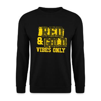 Rote und goldene Vibes nur Sportmannschaft M�nner - Unisex Pullover - Schwarz - Vorne - Alina (178cm) & Michal (187cm)