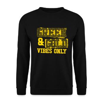 Gr�ne und goldene Vibes nur Sportmannschaft M�nner - Unisex Pullover - Schwarz - Vorne - Alina (178cm) & Michal (187cm)