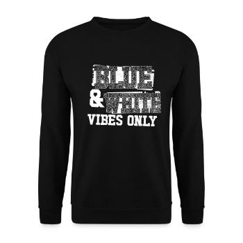 Blaue und wei�e Vibes nur Sportmannschaft M�nnerM� - Unisex Pullover - Schwarz - Vorne - Alina (178cm) & Michal (187cm)