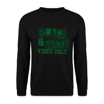 Schwarze und gr�ne Vibes nur Sportmannschaft M�nne - Unisex Pullover - Schwarz - Vorne - Alina (178cm) & Michal (187cm)