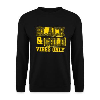 Schwarz -Gold -Stimmung nur Sportmannschaft M�nner - Unisex Pullover - Schwarz - Vorne - Alina (178cm) & Michal (187cm)