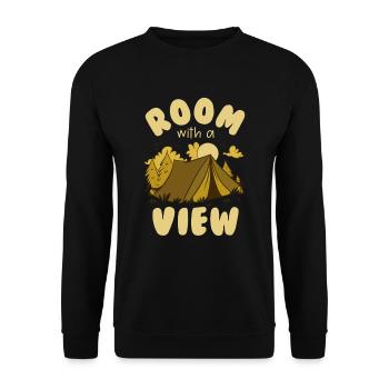 Zimmer mit Aussicht Zelt Camping lustige M�nnercam - Unisex Pullover - Schwarz - Vorne - Alina (178cm) & Michal (187cm)