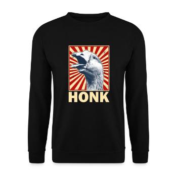 Honk Funny Gans Game Animal Meme Gans - Unisex Pullover - Schwarz - Vorne - Alina (178cm) & Michal (187cm)