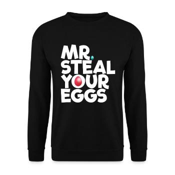 Mr Steal Your Eggs Kinder Ostersonntag lustig Oste - Unisex Pullover - Schwarz - Vorne - Alina (178cm) & Michal (187cm)