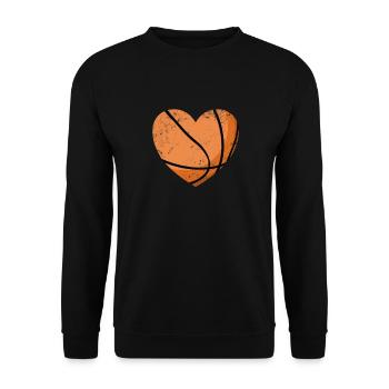 Basketball Herz Valentinstag f�r Jungen Basketball - Unisex Pullover - Schwarz - Vorne - Alina (178cm) & Michal (187cm)