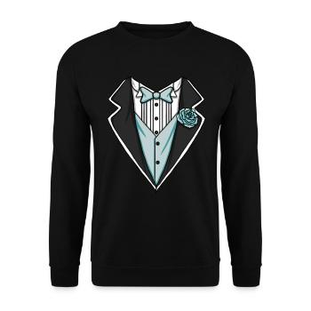 Tuxedo Kost�m Lazy Halloween Blue Boys Tuxedo - Unisex Pullover - Schwarz - Vorne - Alina (178cm) & Michal (187cm)