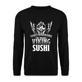 Surstrommierter Viking Sushi Schwedisches Essen - Unisex Pullover - Schwarz - Vorne - Alina (178cm) & Michal (187cm)