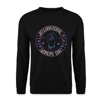 Internationaler Frauentag Feminismus protestieren - Unisex Pullover - Schwarz - Vorne - Alina (178cm) & Michal (187cm)