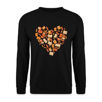 B�cher Herz Bibliophile B�cherwurmliebhaber Valent - Unisex Pullover - Schwarz - Vorne - Alina (178cm) & Michal (187cm)