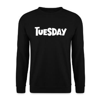 Dienstag der Woche minimalistische lustige Diensta - Unisex Pullover - Schwarz - Vorne - Alina (178cm) & Michal (187cm)