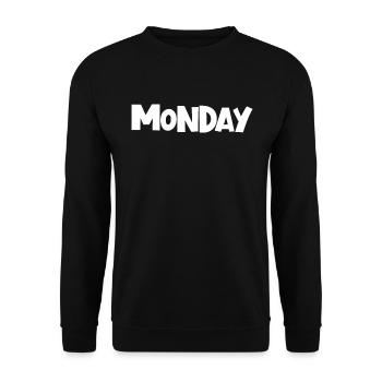 Montag der Woche minimalistischer lustiger Montag - Unisex Pullover - Schwarz - Vorne - Alina (178cm) & Michal (187cm)