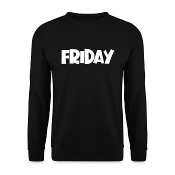 Freitag der Woche minimalistischer lustiger Freita - Unisex Pullover - Schwarz - Vorne - Alina (178cm) & Michal (187cm)