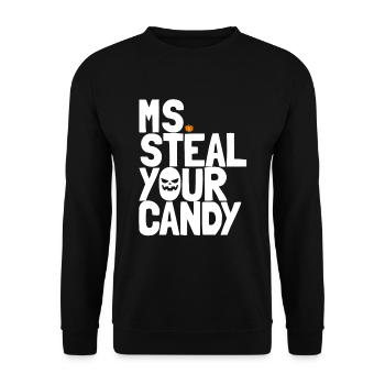 Frau stiehlt Ihre S��igkeiten Kleinkind HalloweenH - Unisex Pullover - Schwarz - Vorne - Alina (178cm) & Michal (187cm)