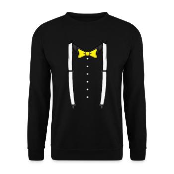 Gelbe Fliege Hosentr�ger Cummerbund Tuxedo Bowtie - Unisex Pullover - Schwarz - Vorne - Alina (178cm) & Michal (187cm)