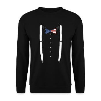 USA Flagge Fliege Hosentr�ger Cummerbund Tuxedo - Unisex Pullover - Schwarz - Vorne - Alina (178cm) & Michal (187cm)