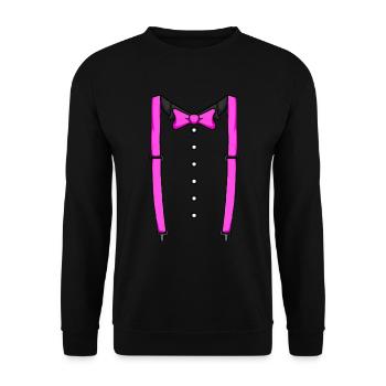 Rosa Fliege Krawatte Hosentr�ger Cummerbund Tuxedo - Unisex Pullover - Schwarz - Vorne - Alina (178cm) & Michal (187cm)